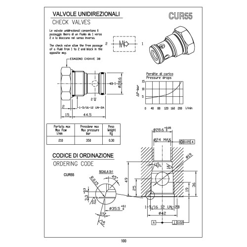 CUR55 1-5/16-12 UN-2B check valve