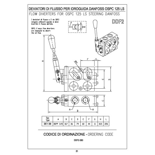 DDF2-380 3/8" flow diverters for ospc 125 ls steering danfoss