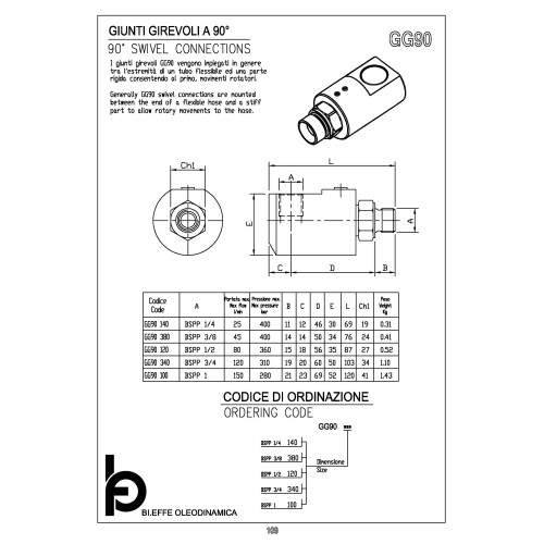 GG90 380 3/8" 90° swivel connection