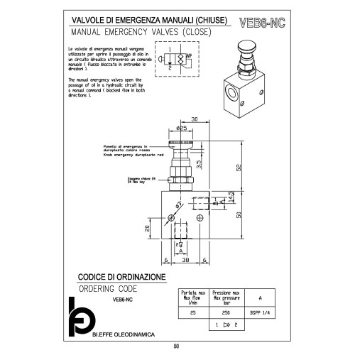 VEB6-NC manual emergency valve (close)
