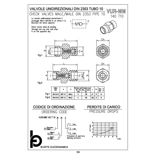 VUR_MM check valve male/male DIN 2353 pipe 10