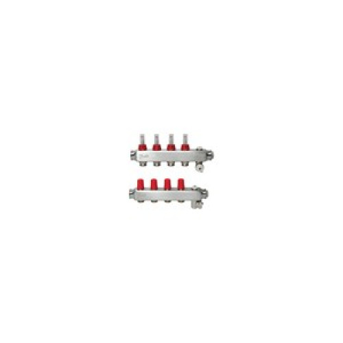 088U0754 SSM 4F Automated Steel Collector 4 Orificed Manifold Set, Flow, Return, Stainless, With Flowmeter, On Air vents
