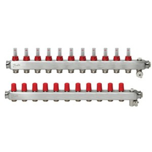 088U0761 SSM 11F Automated Steel Collector 11 Orifice manifold set, Flow, Return, Stainless, With Flowmeter, On Air vents