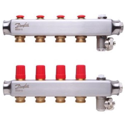 088U0804 SSM 4 Automated Steel Collector Without Flowmeter 4 Orifice manifold set, Flow, Return, Stainless Steel, On Air vents