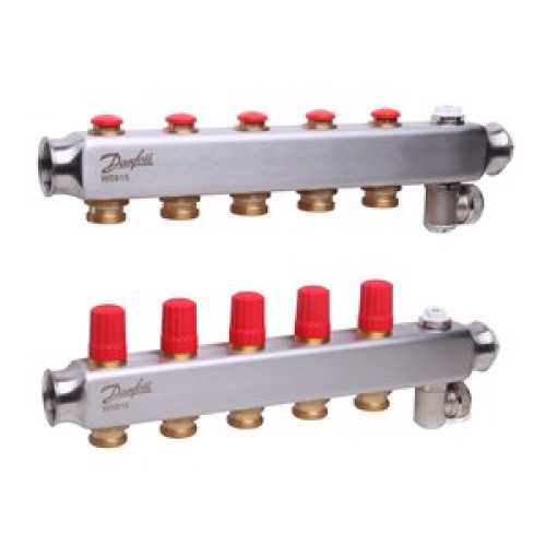 088U0805 SSM 5 Steel Collector without Flowmeter Suitable for Automation 5 Mouth manifold set, Flow, Return, Stainless Steel, On Air vents