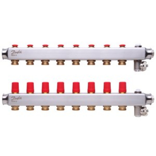 088U0808 SSM 8 Steel Collector without Flowmeter Suitable for Automation 8 Mouth manifold set, Flow, Return, Stainless Steel, On Air vents