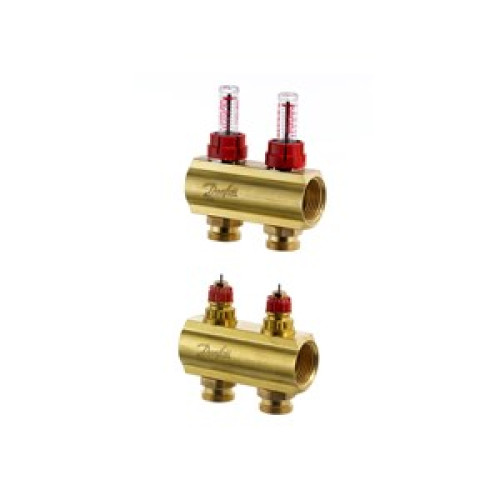 088U0522 FHF 2F Collector with Flowmeter Suitable for Automation 2 Mouth Manifold Set, Flow, Return, Brass 088U0522 FHF 2F Collector with Flowmeter Suitable for Automation 2 Mouth Manifold Set, Flow, Return, Brass