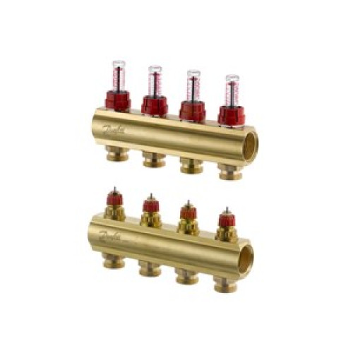 088U0524 FHF 4F Collector with Flowmeter Suitable for Automation 4 Mouth Manifold Set, Flow, Return, Brass 088U0524 FHF 4F Collector with Flowmeter Suitable for Automation 4 Mouth Manifold Set, Flow, Return, Brass
