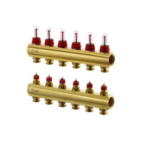088U0526 FHF 6F Collector with Flowmeter Suitable for Automation 6 Mouth Manifold Set, Flow, Return, Brass 088U0526 FHF 6F Collector with Flowmeter Suitable for Automation 6 Mouth Manifold Set, Flow, Return, Brass