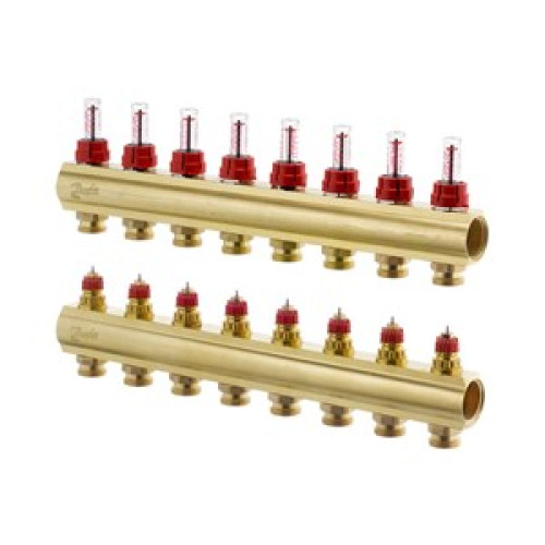088U0528 FHF 8F Collector with Flowmeter Suitable for Automation 8 Mouth Manifold Set, Flow, Return, Brass 088U0528 FHF 8F Collector with Flowmeter Suitable for Automation 8 Mouth Manifold Set, Flow, Return, Brass