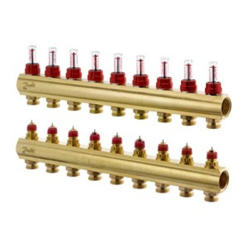 088U0529 FHF 9F Automated Collector with Flowmeter 9 Orifice manifold set, Flow, Return, Brass