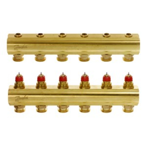 088U0506 FHF 6 Collector Without Flowmeter Suitable for Automation 6 Mouth Manifold Set, Flow, Return, Brass 088U0506 FHF 6 Collector Without Flowmeter Suitable for Automation 6 Mouth Manifold Set, Flow, Return, Brass
