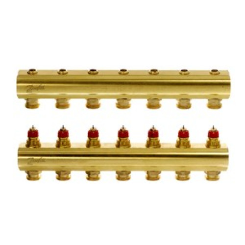 088U0507 FHF 7 Collector Without Flowmeter Suitable for Automation 7 Mouth Manifold Set, Flow, Return, Brass 088U0507 FHF 7 Collector Without Flowmeter Suitable for Automation 7 Mouth Manifold Set, Flow, Return, Brass