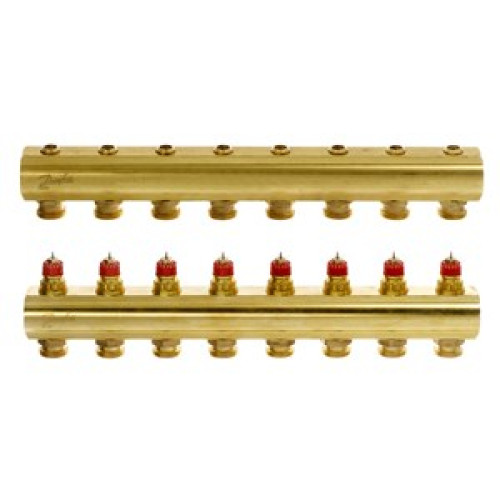 088U0508 FHF 8 Collector Without Flowmeter Suitable for Automation 8 Mouth Manifold Set, Flow, Return, Brass