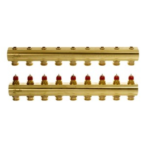 088U0509 FHF 9 Collector Without Flowmeter Suitable for Automation 9 Mouth Manifold Set, Flow, Return, Brass