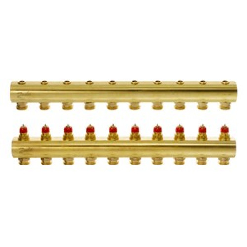 088U0510 FHF 10 Collector Without Flowmeter Suitable for Automation 10 Mouth Manifold Set, Flow, Return, Brass
