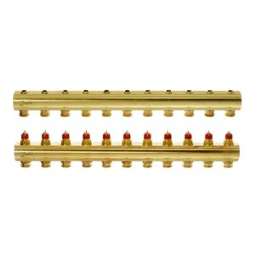 088U0511 FHF 11 Collector Without Flowmeter Suitable for Automation 11 Mouth Manifold Set, Flow, Return, Brass 088U0511 FHF 11 Collector Without Flowmeter Suitable for Automation 11 Mouth Manifold Set, Flow, Return, Brass