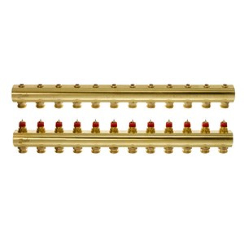 088U0512 FHF 12 Collector Without Flowmeter Suitable for Automation 12 Mouth Manifold Set, Flow, Return, Brass