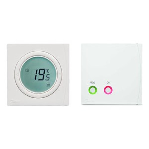 087N6474 RET 2001 B RF+RX1-S Electronic Radio Frequency Digital Room Thermostat with LCD Display, 5-35°C, RX1-S Set including single zone receiver