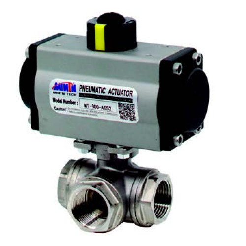 HK3YPAVT-50 SINGLE ACTING ACTUATOR 3 WAY 304 STAINLESS BALL VALVE 2'' 92 mm-14 mm