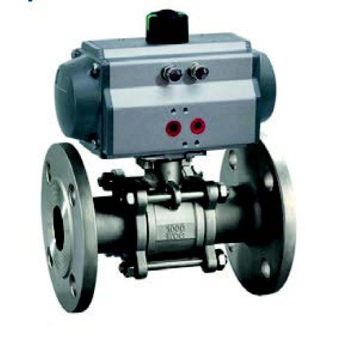 HKFAV2DN40 3 PIECE FLANGED BALL VALVE WITH STAINLESS STEEL ACTUATOR 1 1/2'' 63 mm