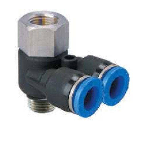 PAF10G02 DOUBLE SHORT FEMALE ELBOW DISTRIBUTOR 1/4"-10 