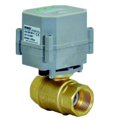 TNH-A20-S25-N2-C TIME ADJUSTABLE BRASS BODY ELECTRIC MOTORIZED VALVE 1'' 10 Bar 2°C/90°C IP67