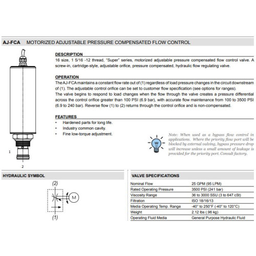 AJ-FCA 2W PRESSURE COMPENSATED Motorized FLOW REGULATORS 