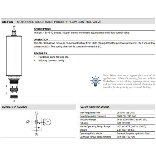 AK-FCQ 2W PRESSURE COMPENSATED Motorized FLOW REGULATORS 