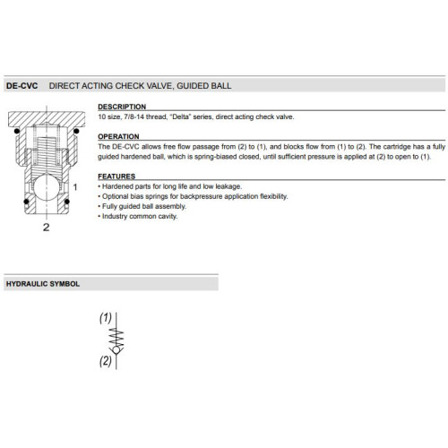DE-CVC STANDARD Mechanical Directional Check Valve