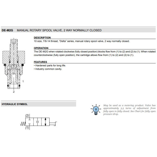 DE-M2G 2W NC Rotary Mechanical Directional Valve