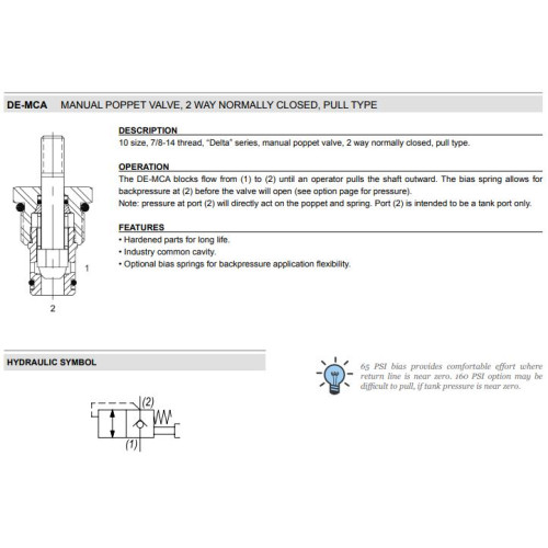 DE-MCA 2W2P NC - PULL TYPE Mechanical Directional Valve Manuel Operated