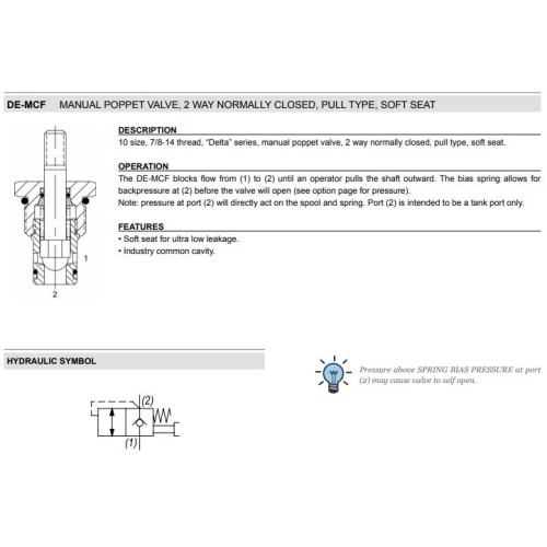 DE-MCF 2W2P NC - PULL TYPE Mechanical Directional Valve Manuel Operated