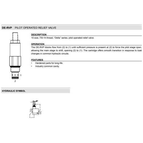 DE-RVP PILOT OPERATED Relief Mechanical Pressure Valve