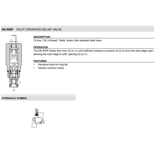 DE-RWP PILOT OPERATED Relief Mechanical Pressure Valve