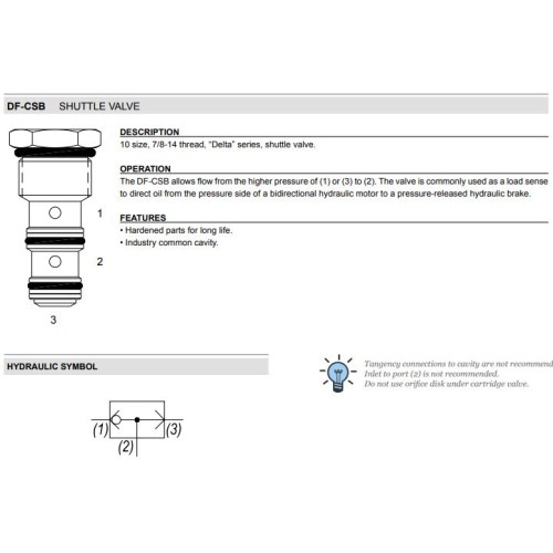 DF-CSB SHUTTLE Mechanical Directional Valve