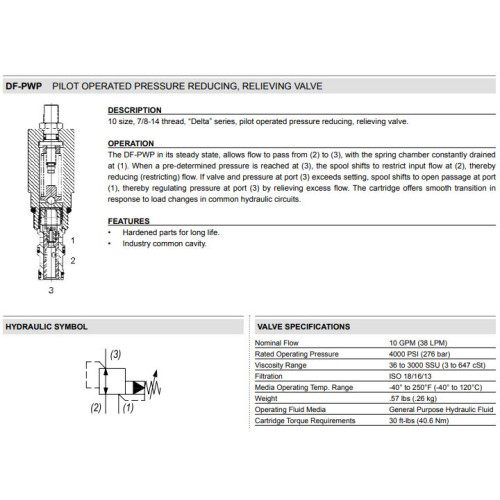 DF-PWP PILOT OPERATED Reducing/Relieving Mechanical Pressure Valve