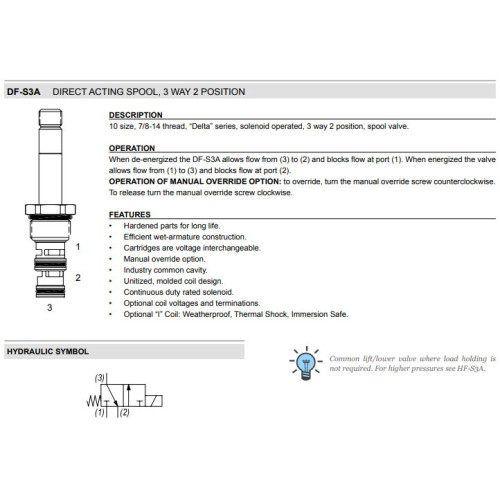 DF-S3A STANDARD Solenoid Directional Valve 3W2P Spool 