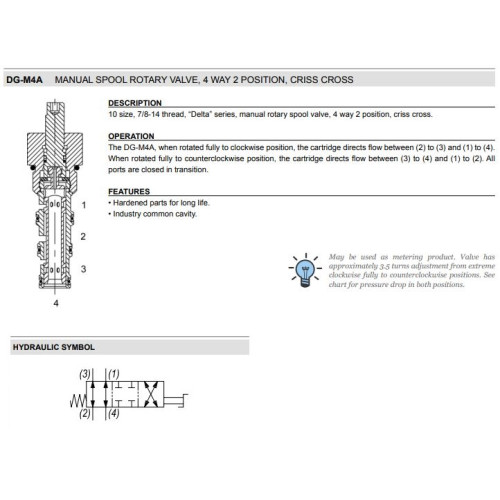 DG-M4A 4W2P CRISS-CROSS Rotary Mechanical Directional Valve