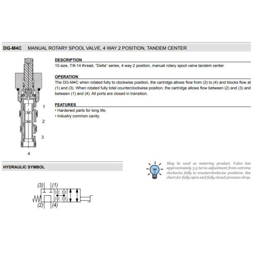DG-M4C 4W2P TANDEM CENTER Rotary Mechanical Directional Valve
