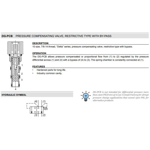 DG-PCB PRIORITY Pressure Compensator Mechanical Pressure Valve