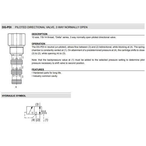 DG-PDI 3W INTERNAL PILOT & EXTERNAL DRAIN Mechanical Directional Valve