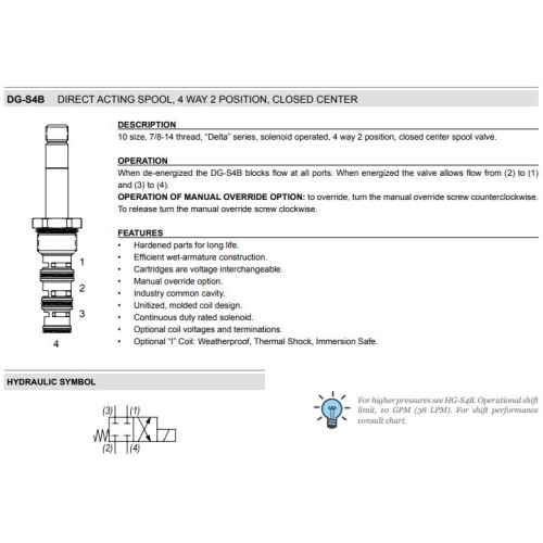 DG-S4B CLOSED CENTER Solenoid Directional Valve 4W2P Spool 