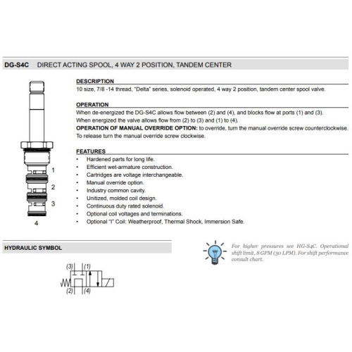 DG-S4C TANDEM CENTER Solenoid Directional Valve 4W2P Spool 
