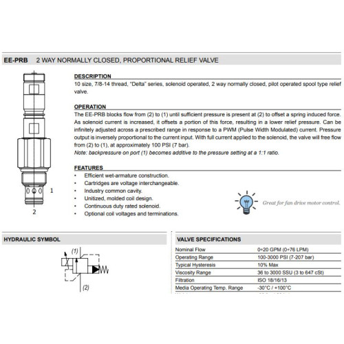 EE-PRB NC - PILOT OPERATED Pressure Relief Proportional Control Valve
