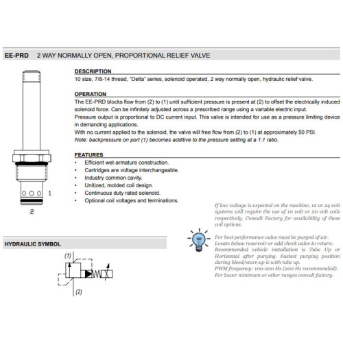 EE-PRD NO - PILOT OPERATED Pressure Relief Proportional Control Valve