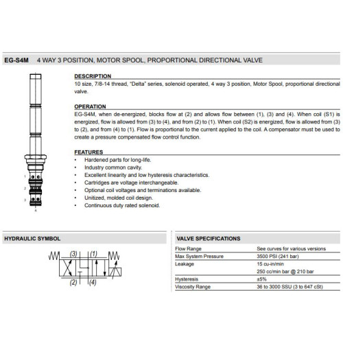 EG-S4M MOTOR CENTER 4W Flow Control - Proportional Control Valve