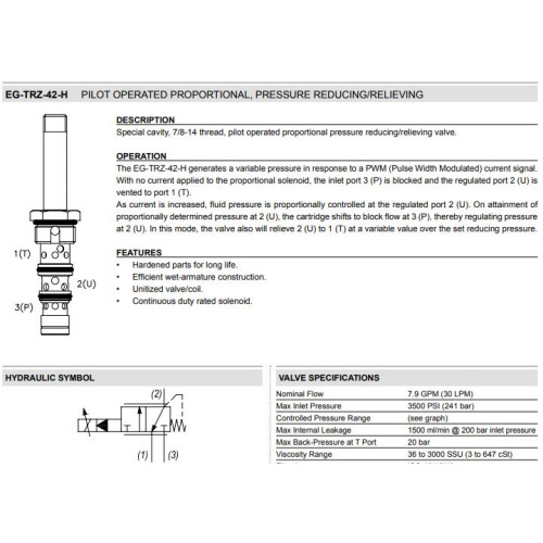 EG-TRZ-42-H PILOT OPERATED - SIDE INLET IN 5 Pressure Reducing/Relieving Proportional Control Valve