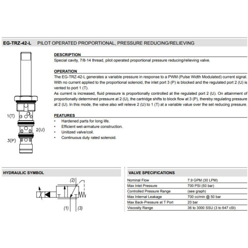 EG-TRZ-42-L PILOT OPERATED - SIDE INLET IN 4 Pressure Reducing/Relieving Proportional Control Valve