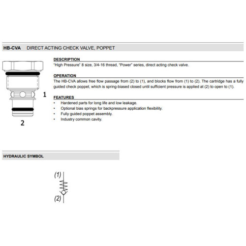HB-CVA STANDARD Mechanical Directional Check Valve